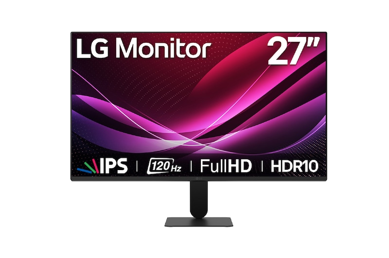Vista frontal de Monitor LG IPS Full HD de 27" con 120Hz y diseño sin bordes 27U411A-B